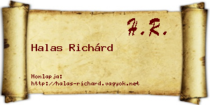 Halas Richárd névjegykártya